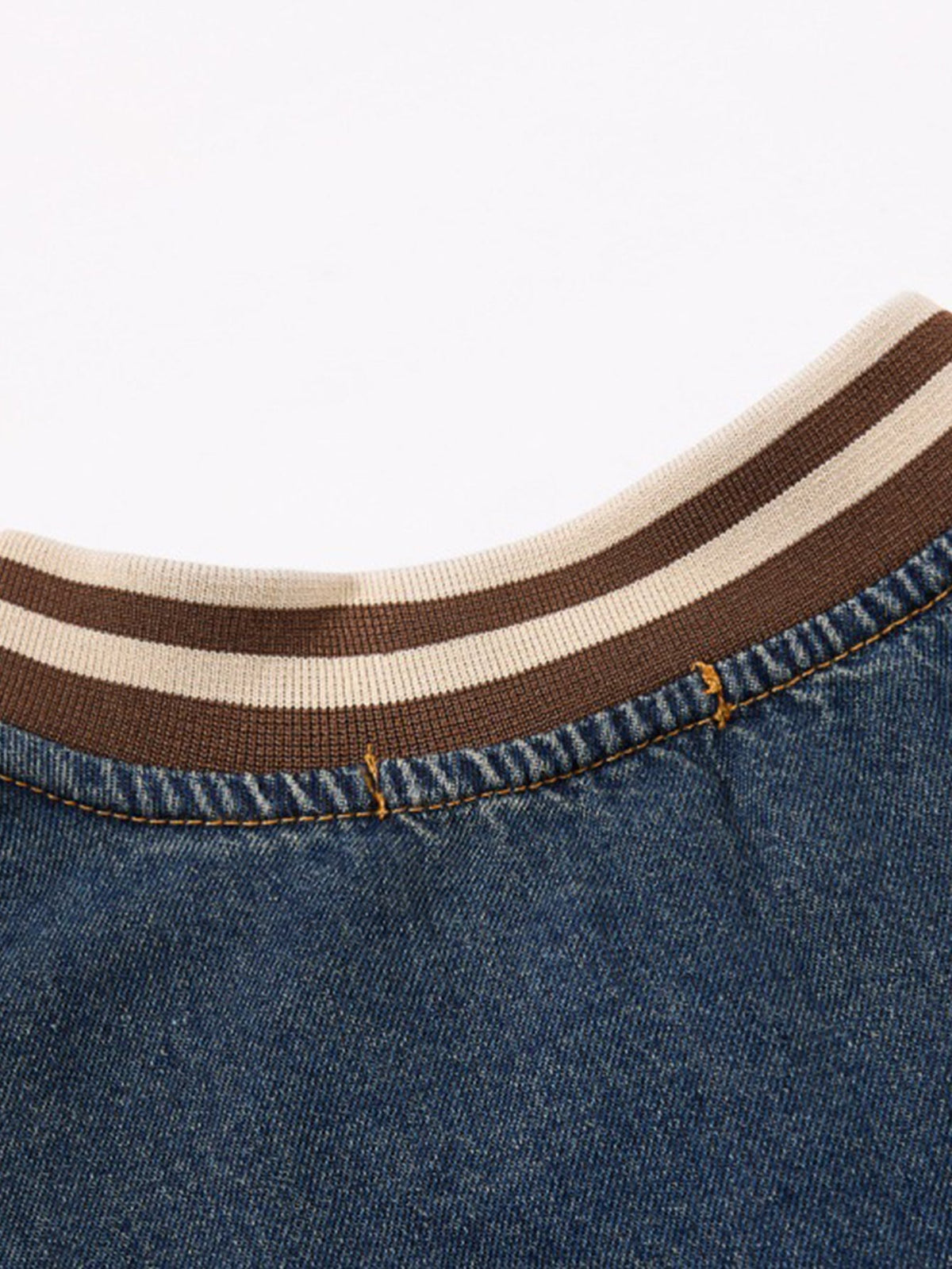 Vintage Washed Denim Baseball Embroidered Sweatshirt