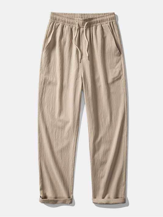 Calça de Perna Reta com Textura Amassada