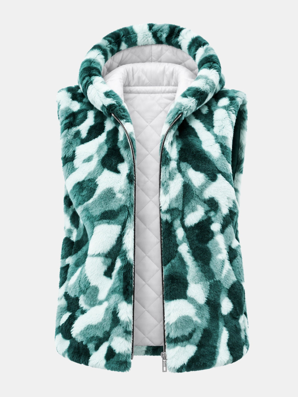 Camo Faux Fur Hooded Gilet