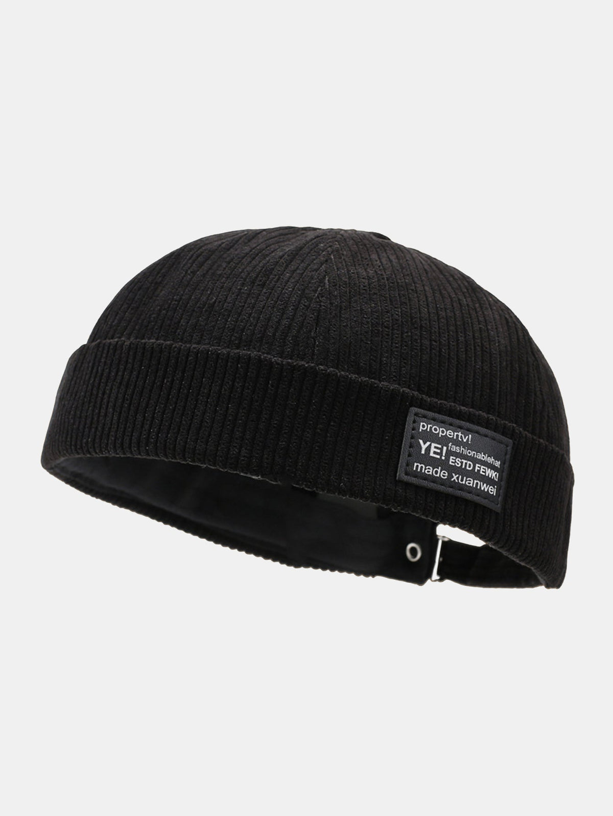 Gorro docker ajustável de veludo cotelê com etiqueta tecida