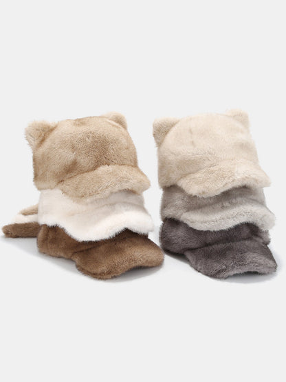 Faux Fur Cat Ear & Tail Winter Hat
