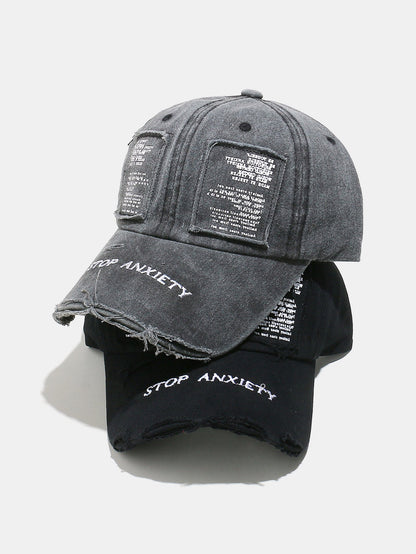 Embroidered Patch Washed Distressed Baseball Cap