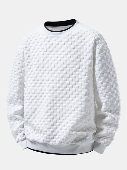 2-in-1 Plaid Jacquard Sweatshirt