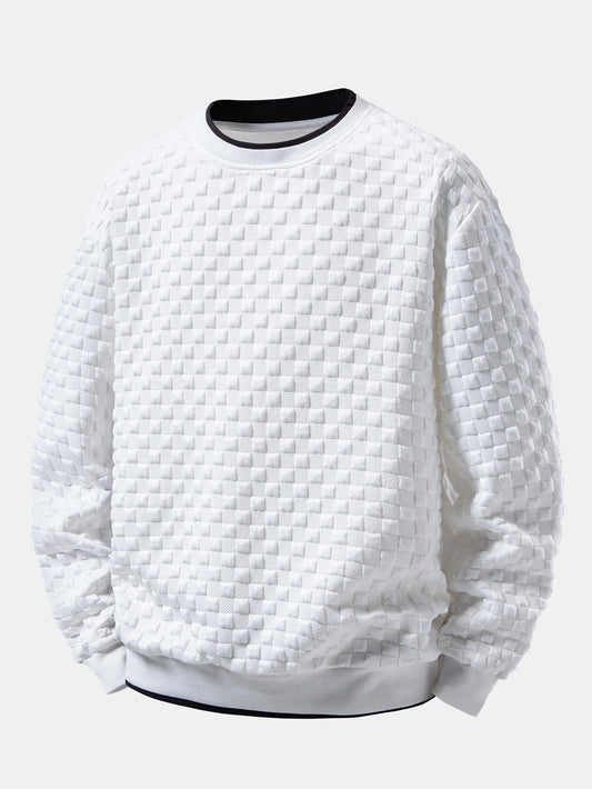 2-in-1 Plaid Jacquard Sweatshirt