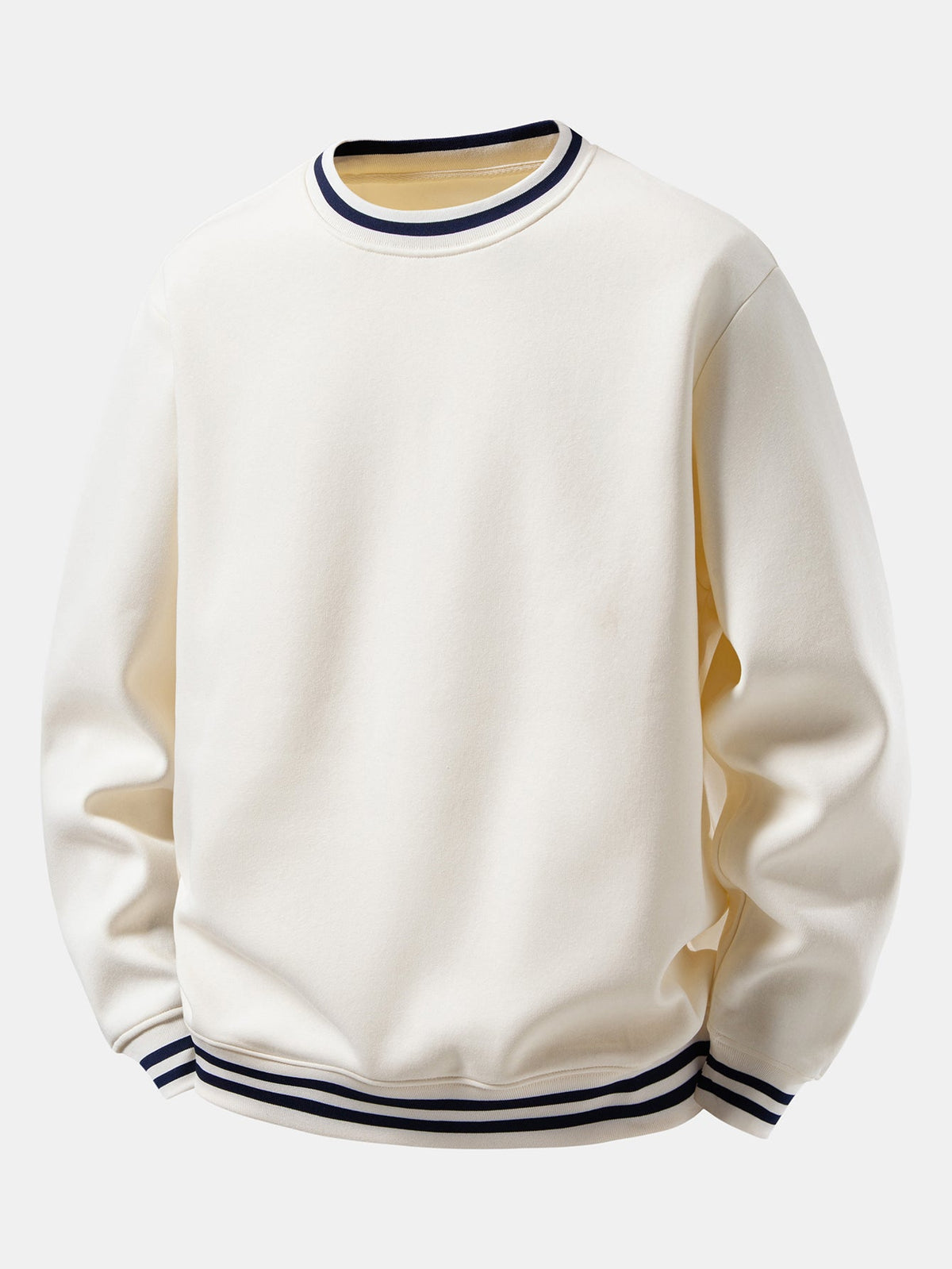 Striped Ribbed Crew Neck Sweatshirt