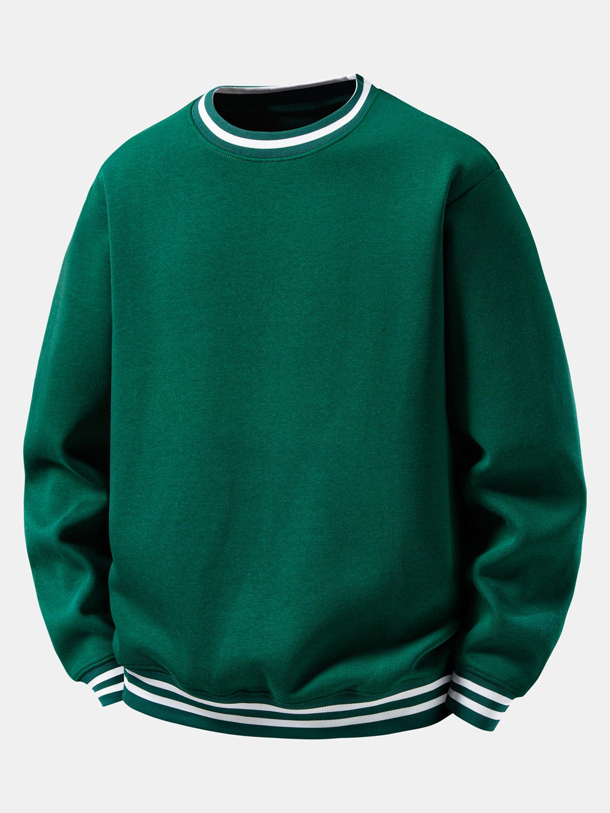 Striped Ribbed Crew Neck Sweatshirt