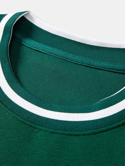 Striped Ribbed Crew Neck Sweatshirt