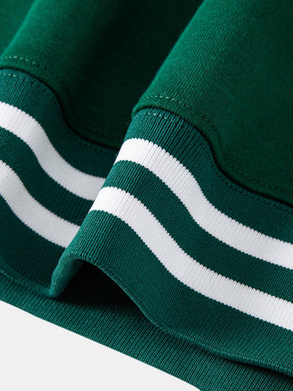 Striped Ribbed Crew Neck Sweatshirt