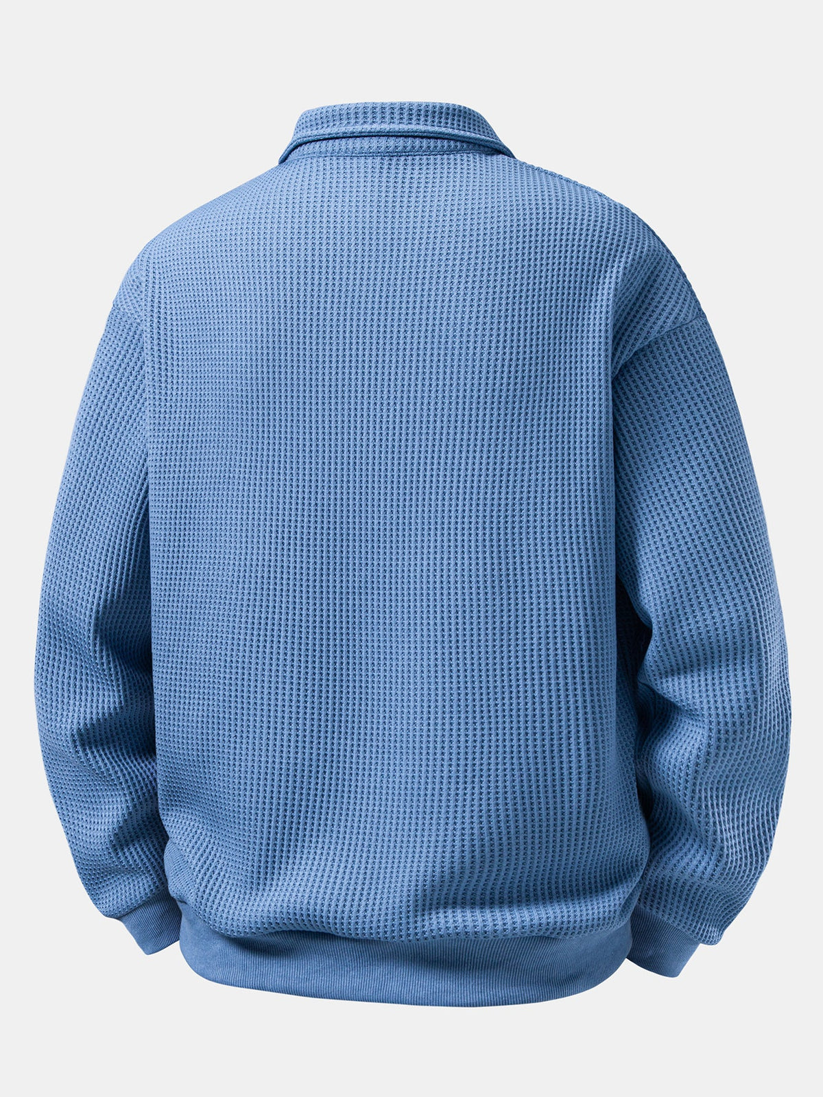Waffle Knit Polo Collar Sweatshirt