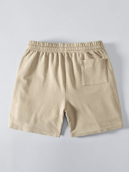 Camiseta Pesada com Ombro Caído e Efeito Lavado & Shorts com Cordão e Efeito Desgastado Lavado