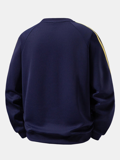 Cassette Print Contrast Stripe Raglan Sweatshirt