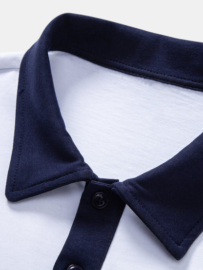 Polo de Algodão com Gola Contrastante e Shorts de Algodão com Cordão de 7"