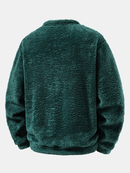 Embroidered Cat Colourful Teddy Fleece Sweatshirt