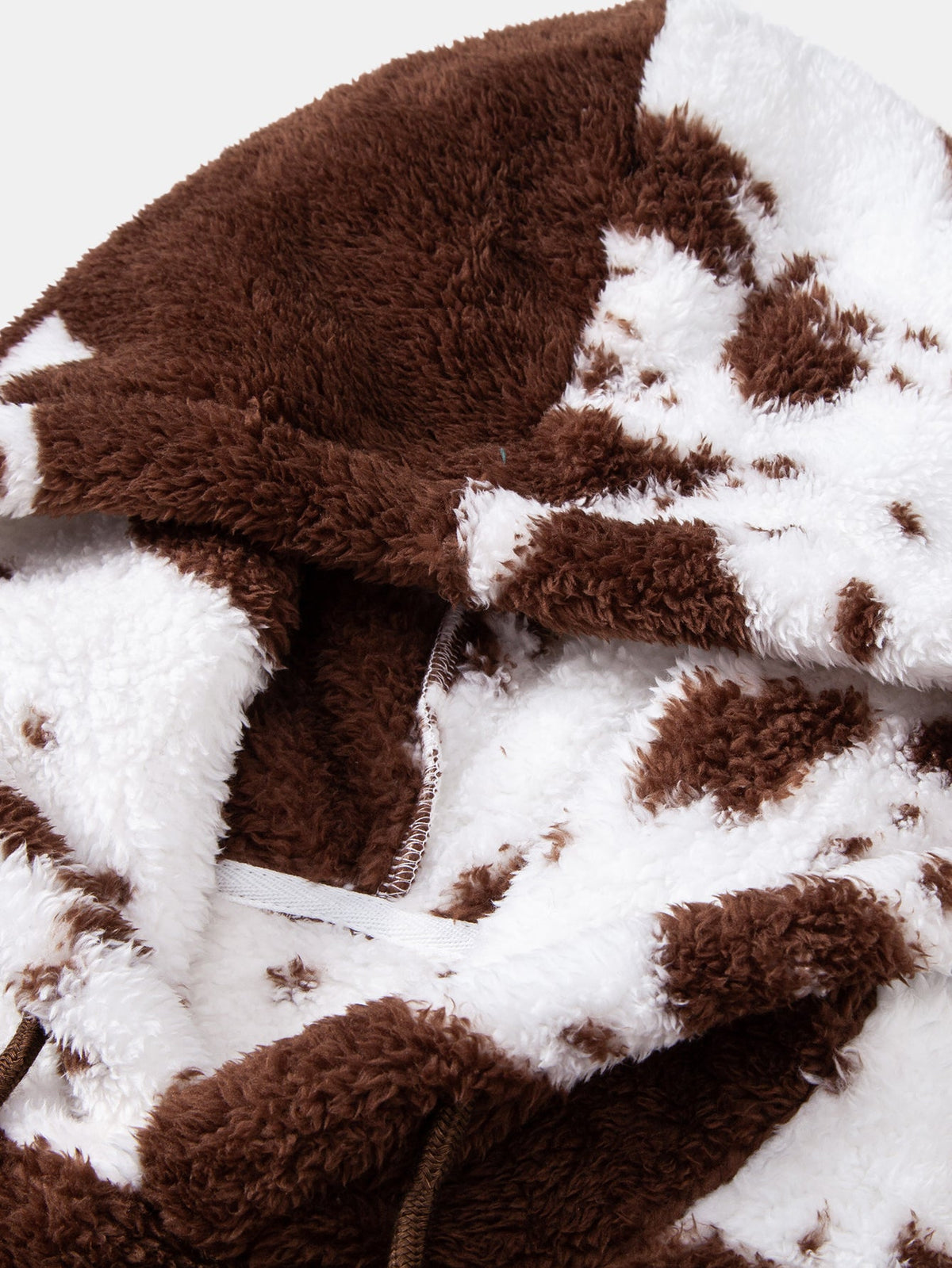 Cow Print Teddy Fleece Hoodie