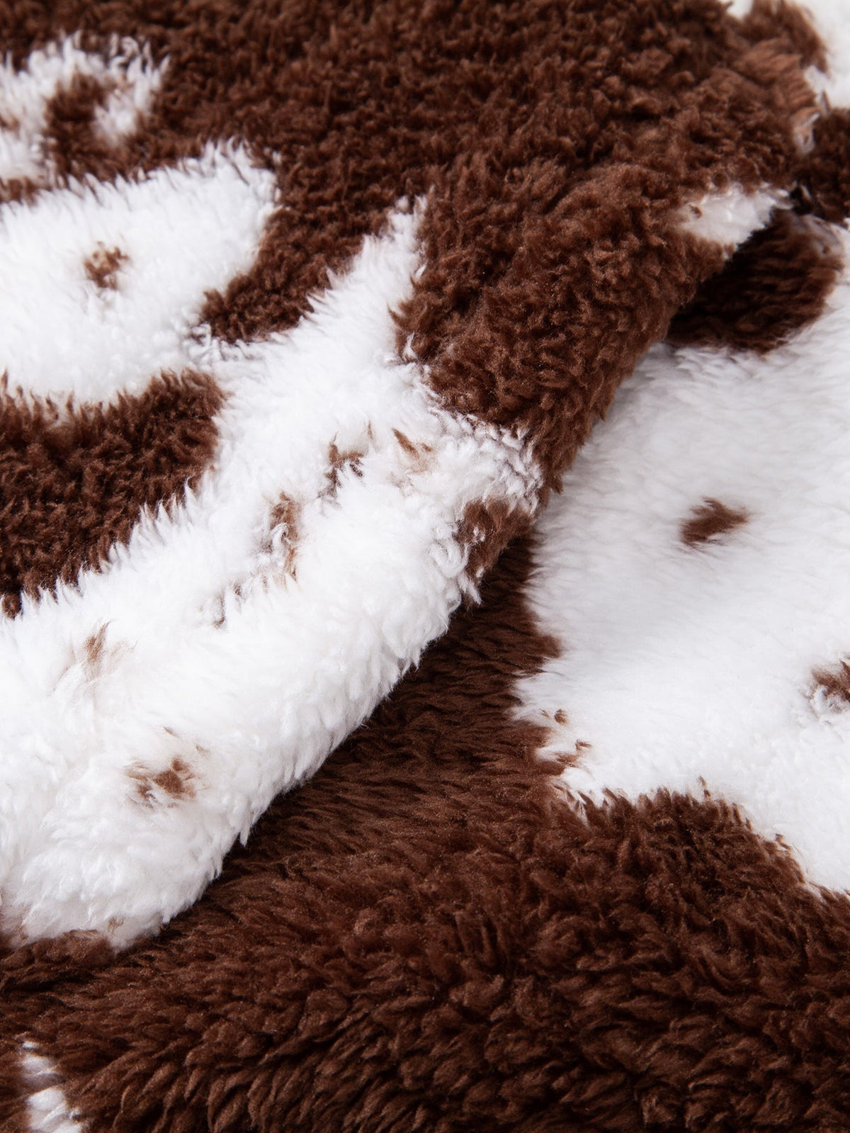 Cow Print Teddy Fleece Hoodie