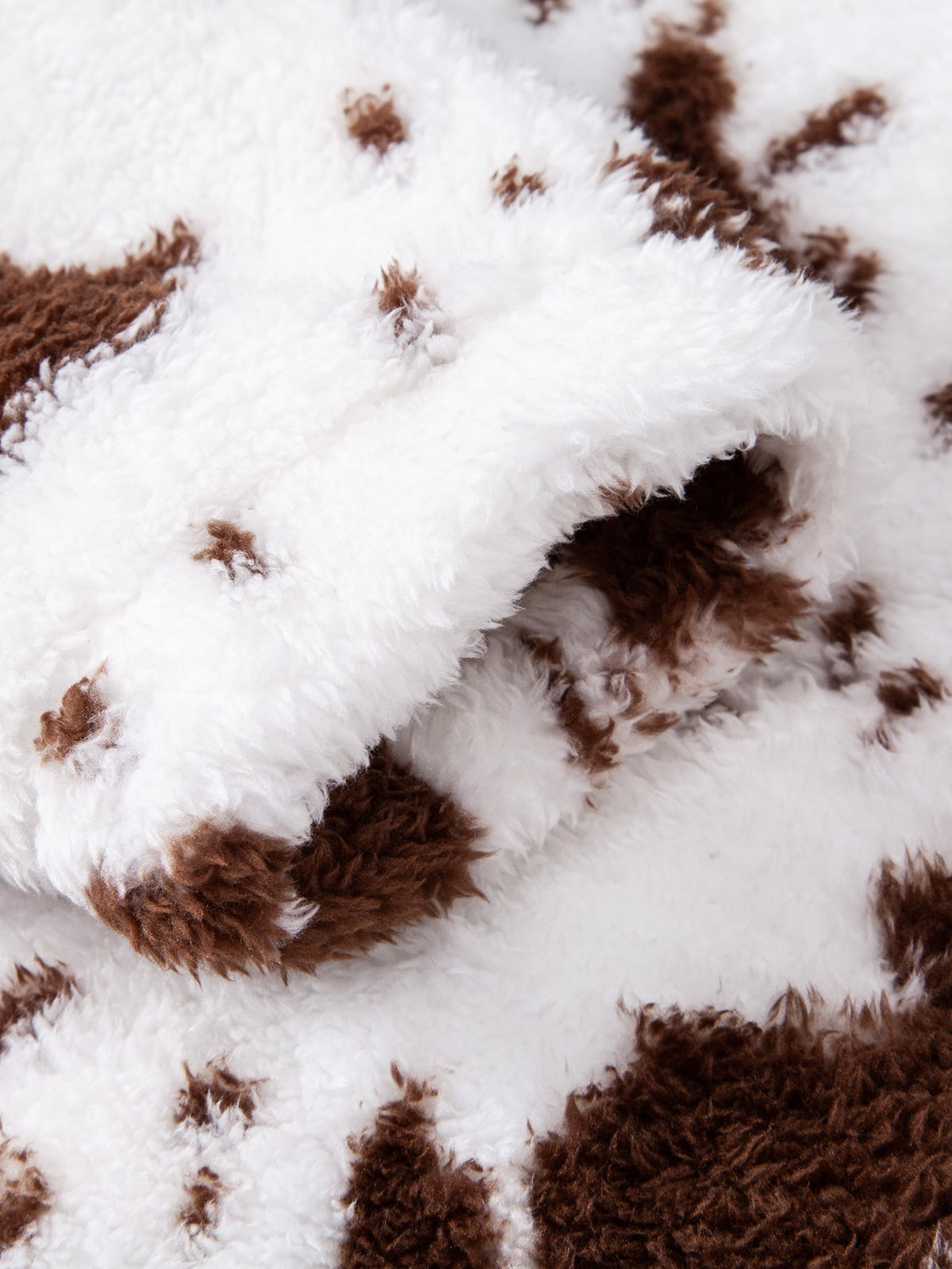 Cow Print Teddy Fleece Hoodie
