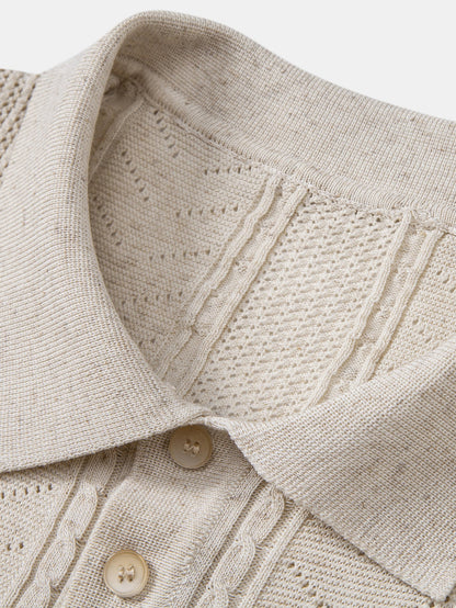 Textured Linen Knit Polo