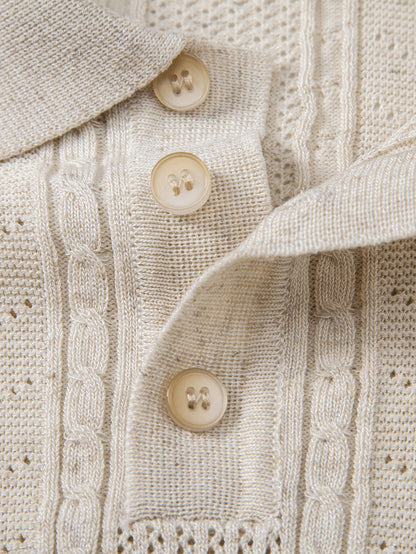 Textured Linen Knit Polo