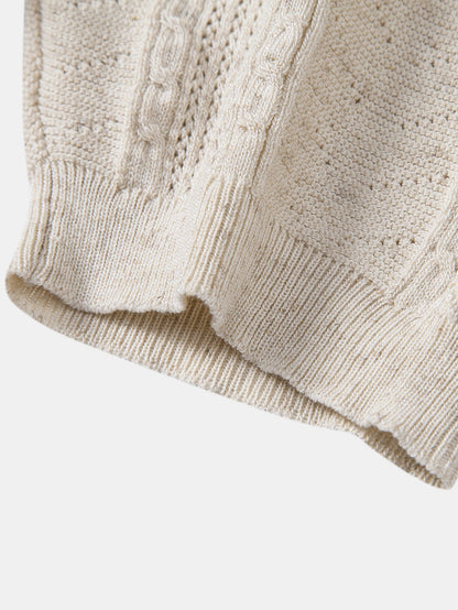 Textured Linen Knit Polo
