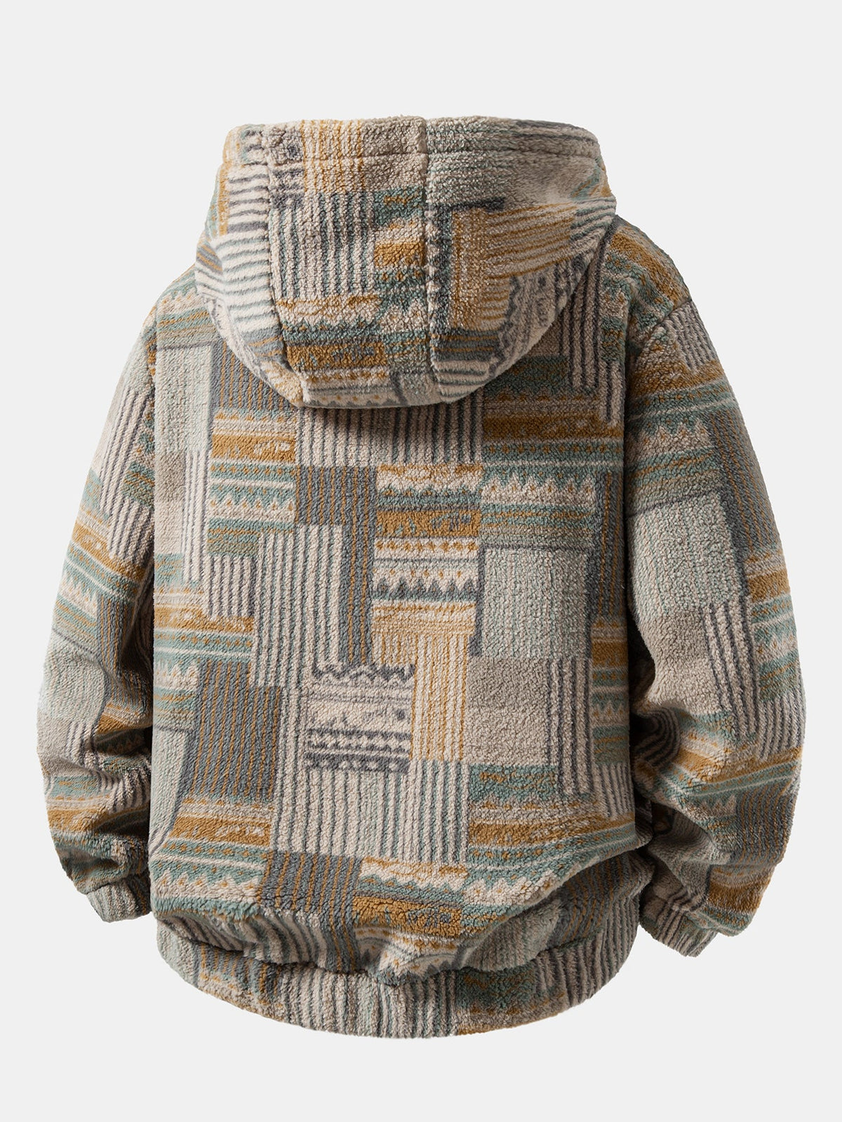 Aztec Print Sherpa Zip Hooded Jacket