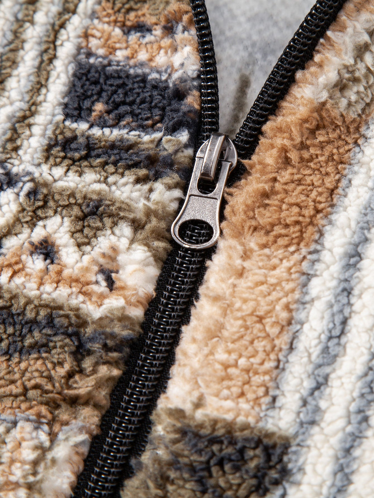 Aztec Print Sherpa Zip Hooded Jacket