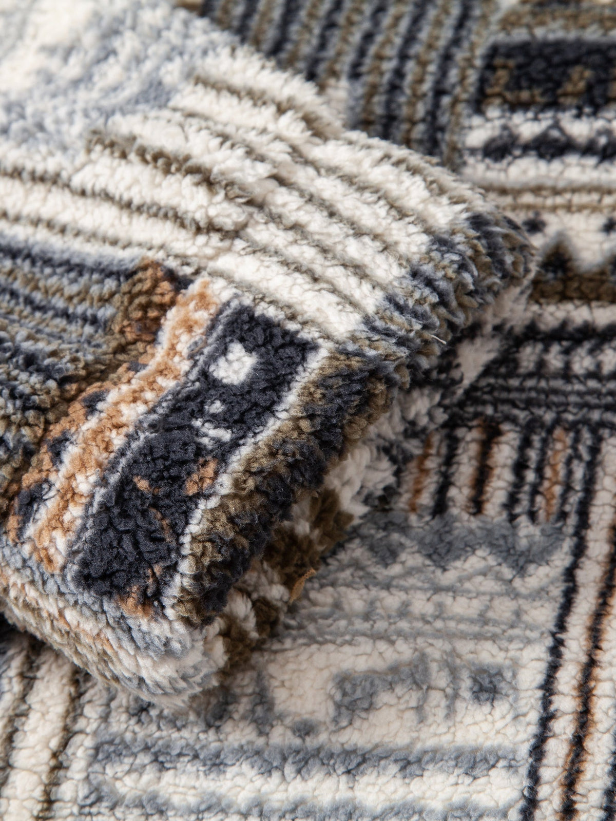 Aztec Print Sherpa Zip Hooded Jacket