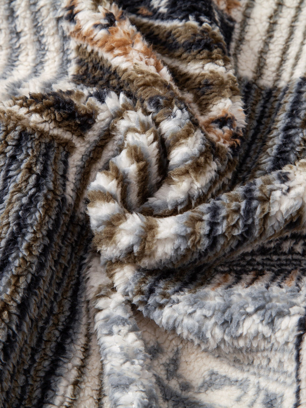 Aztec Print Sherpa Zip Hooded Jacket