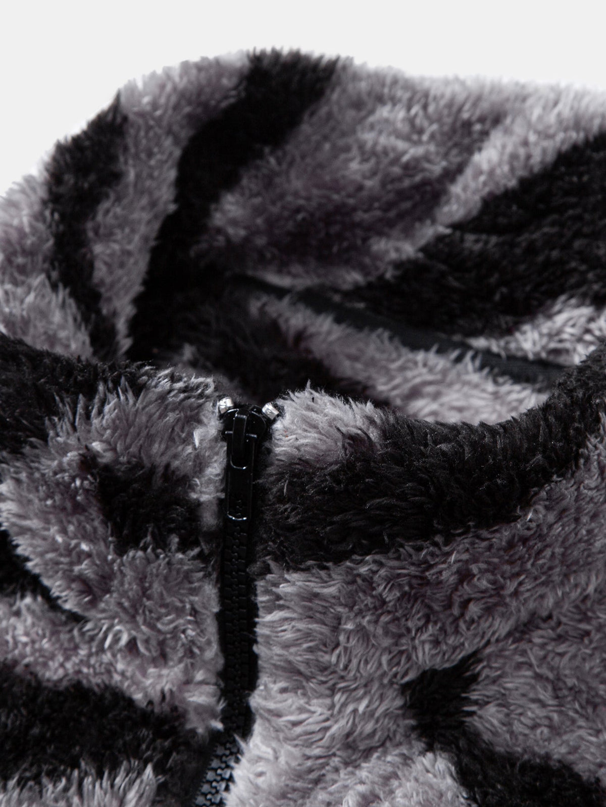 Colour Block Animal Print Teddy Zip Jacket