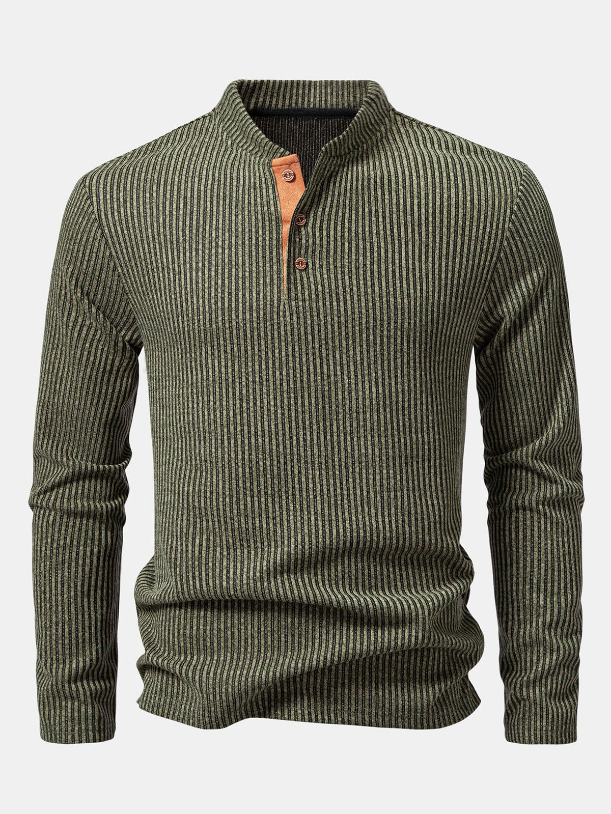 Ribbed Knit Long Sleeve Henley