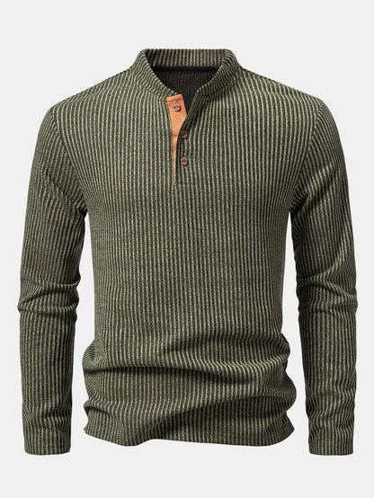 Ribbed Knit Long Sleeve Henley