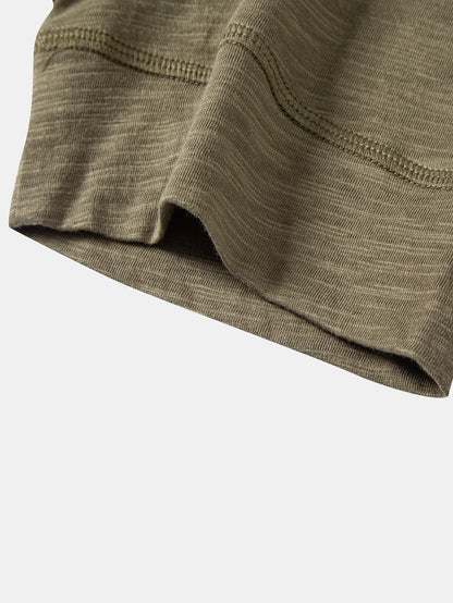 Textured Cotton Henley T-Shirt