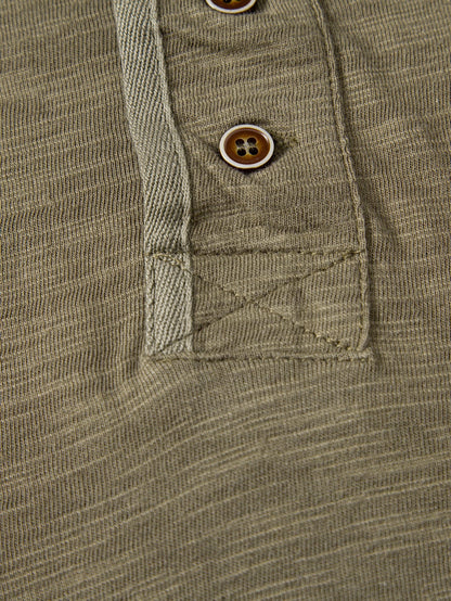 Textured Cotton Henley T-Shirt