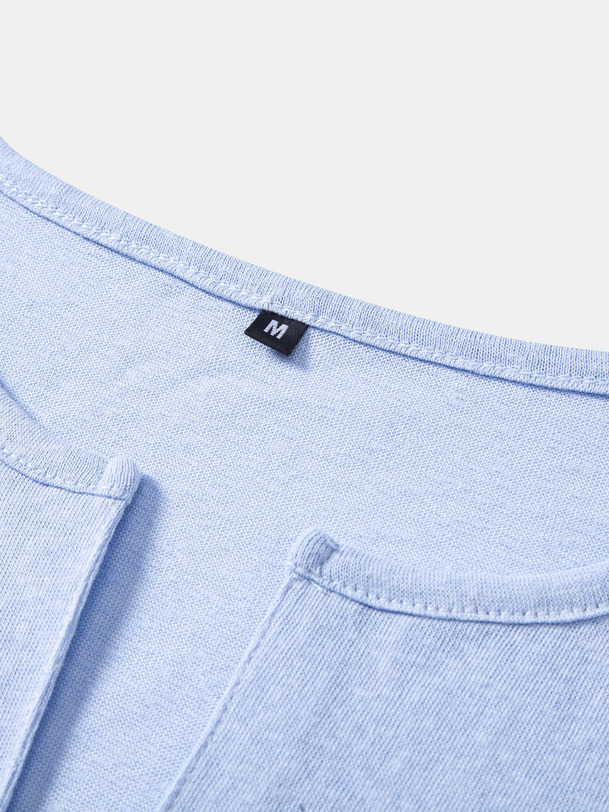 Lightweight Linen-Look Deep Notch Neck T-Shirt