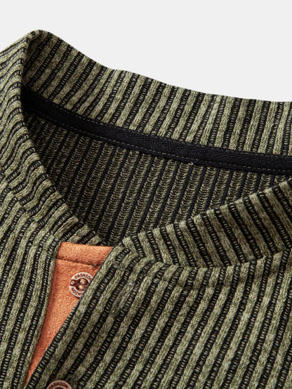 Ribbed Knit Long Sleeve Henley