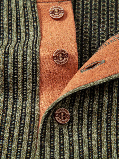 Ribbed Knit Long Sleeve Henley