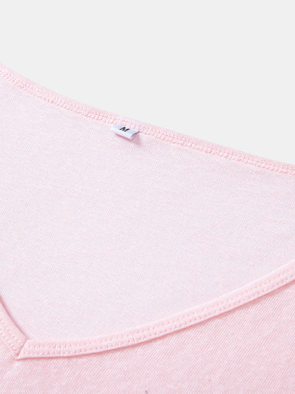 Lightweight Linen-Look V-Neck Long Sleeve T-Shirt