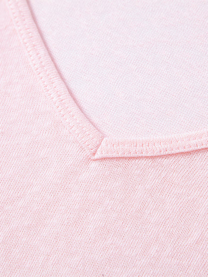 Lightweight Linen-Look V-Neck Long Sleeve T-Shirt