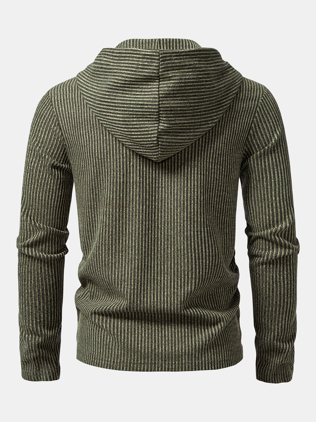 Ribbed Knit Hooded Long Sleeve Henley