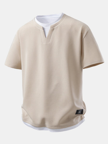 2-in-1 Waffle Notch Neck T-Shirt & 7" Shorts Set