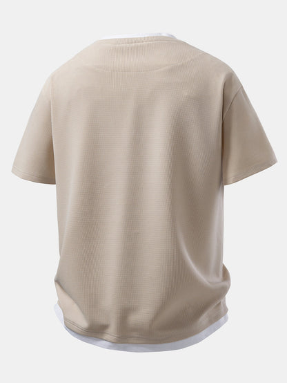 2-in-1 Waffle Notch Neck T-Shirt & 7" Shorts Set