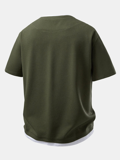 2-in-1 Waffle Notch Neck T-Shirt & 7" Shorts Set