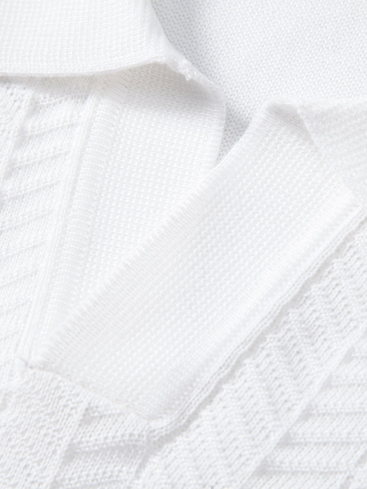 Contrast Jacquard Textured V-Neck Knit Polo