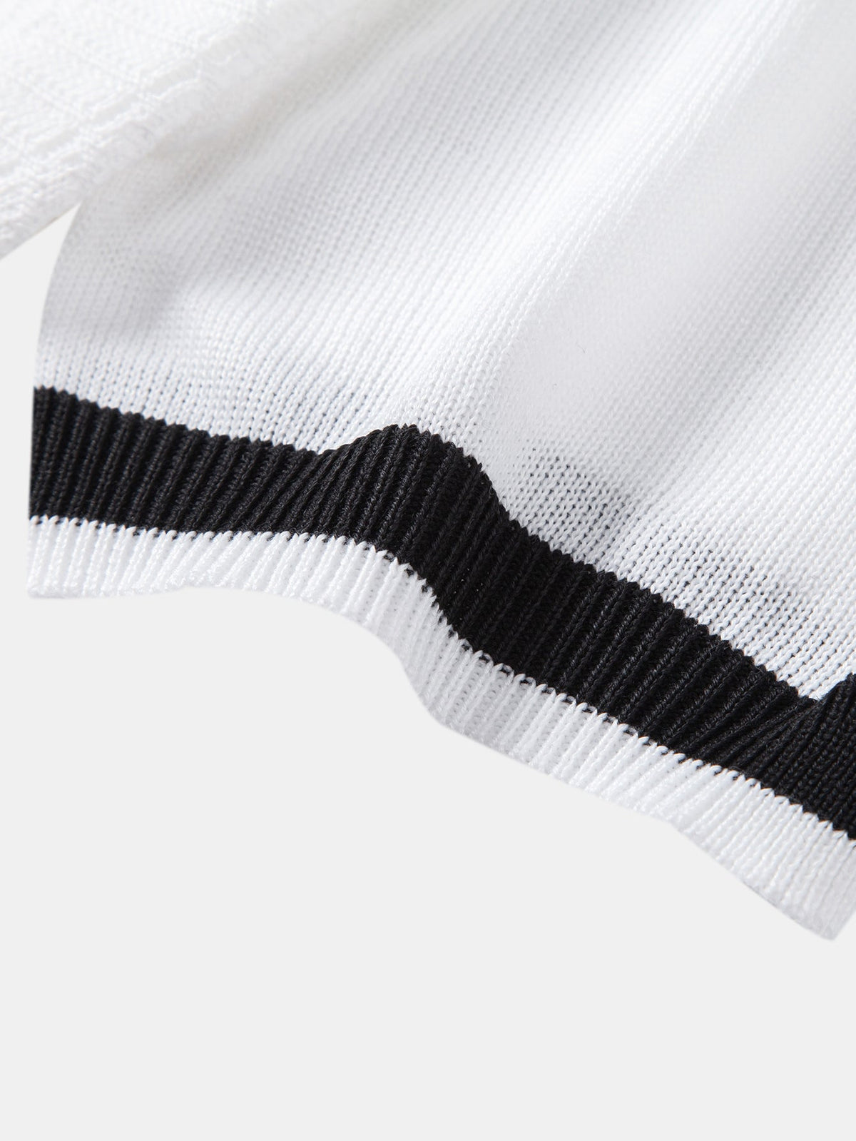 Contrast Jacquard Textured V-Neck Knit Polo