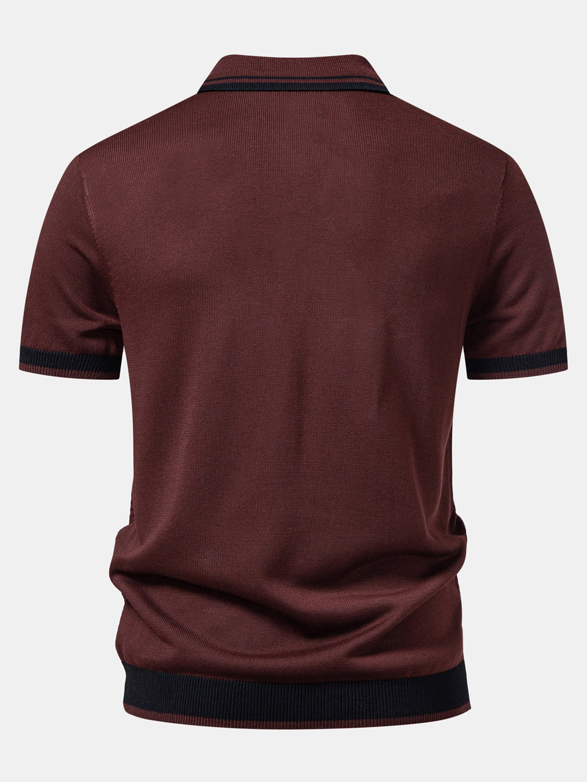Contrast Jacquard Textured V-Neck Knit Polo