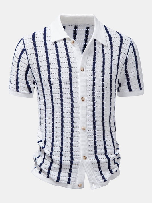 Striped Open Knit Shirt