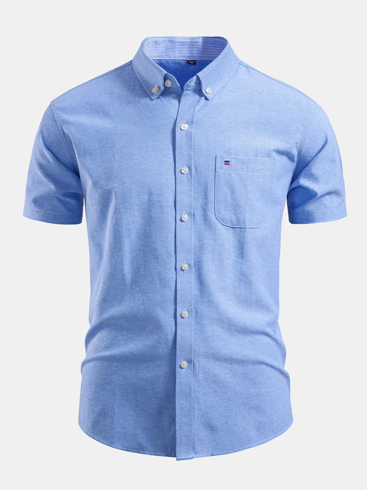 Camisa Oxford de algodão listrado com botões e contraste