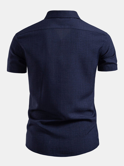 Camisa com botões de visual de linho