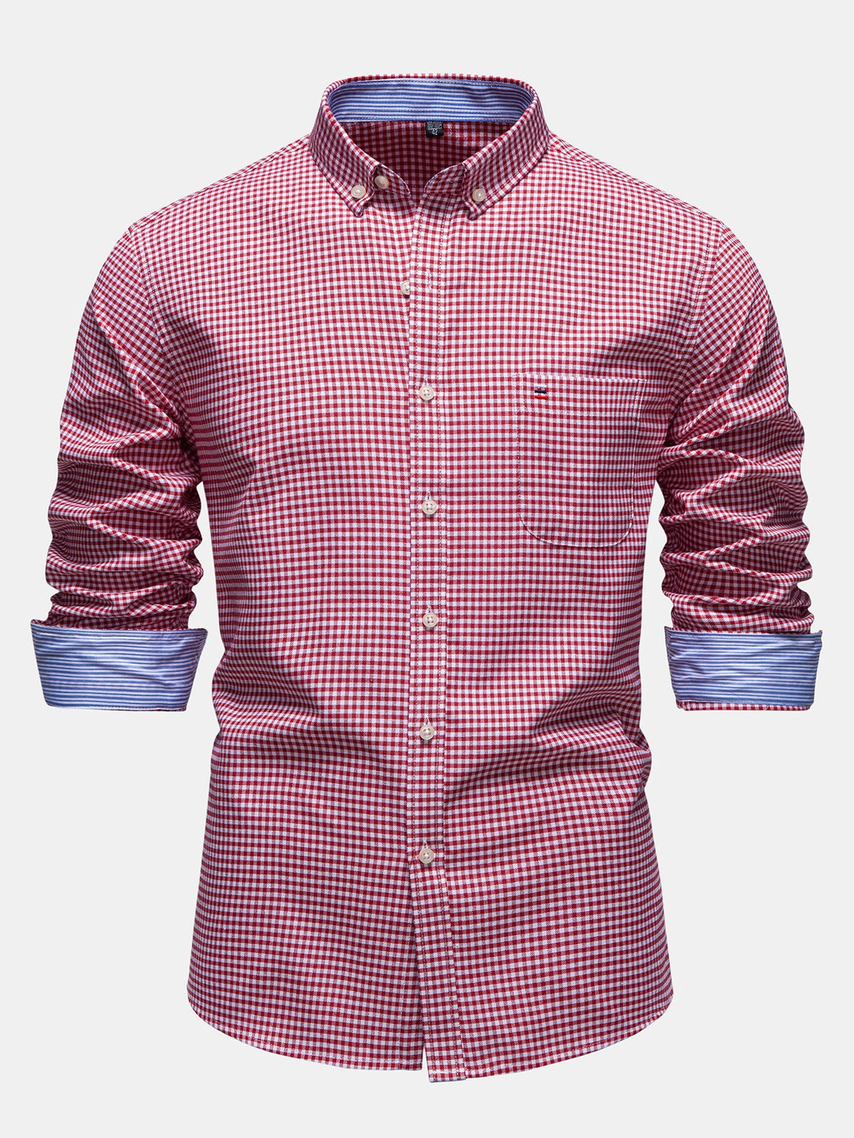 Camisa xadrez listrada contrastante com botões