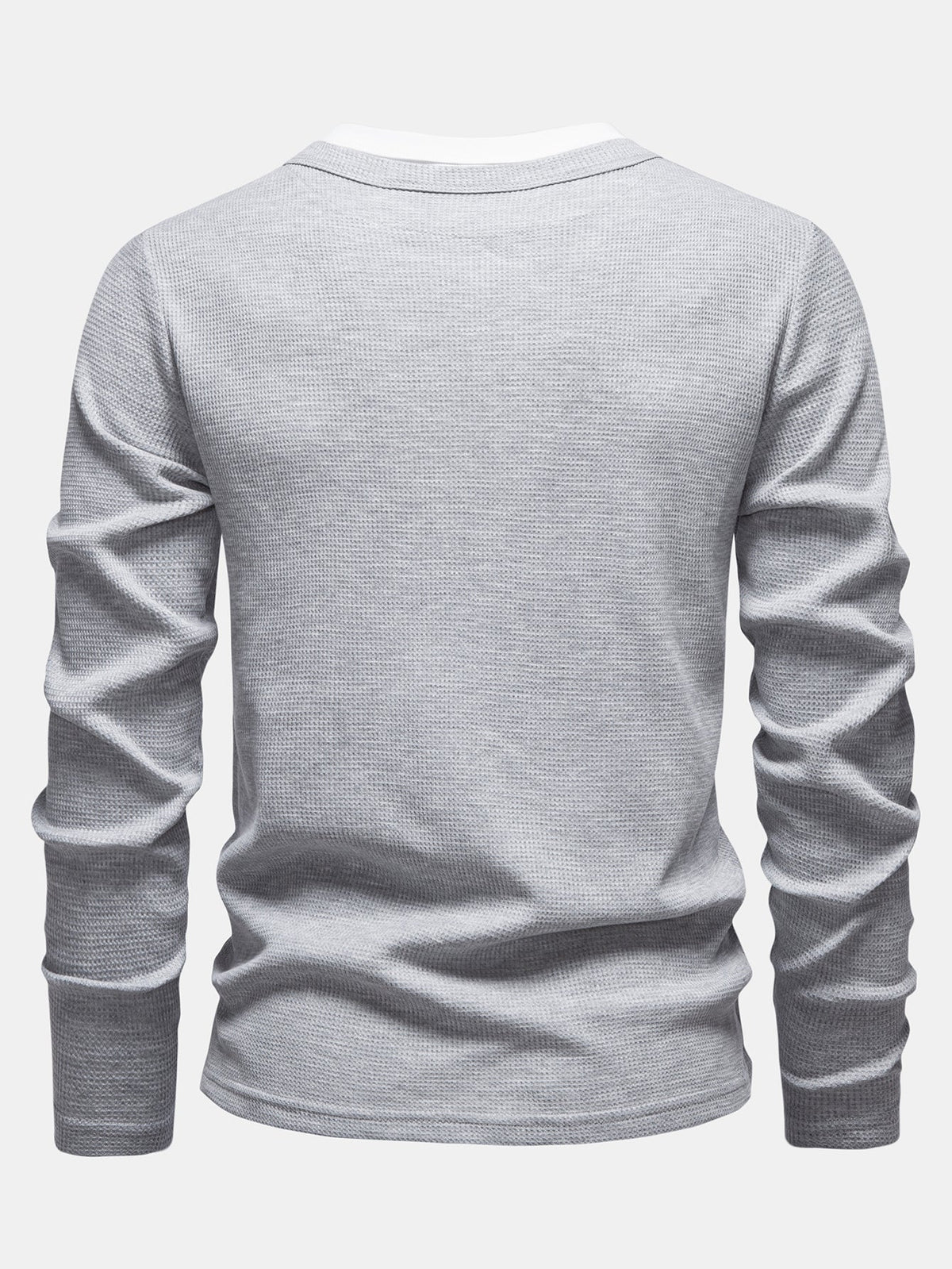Camisa Henley de malha waffle 2 em 1 de manga longa