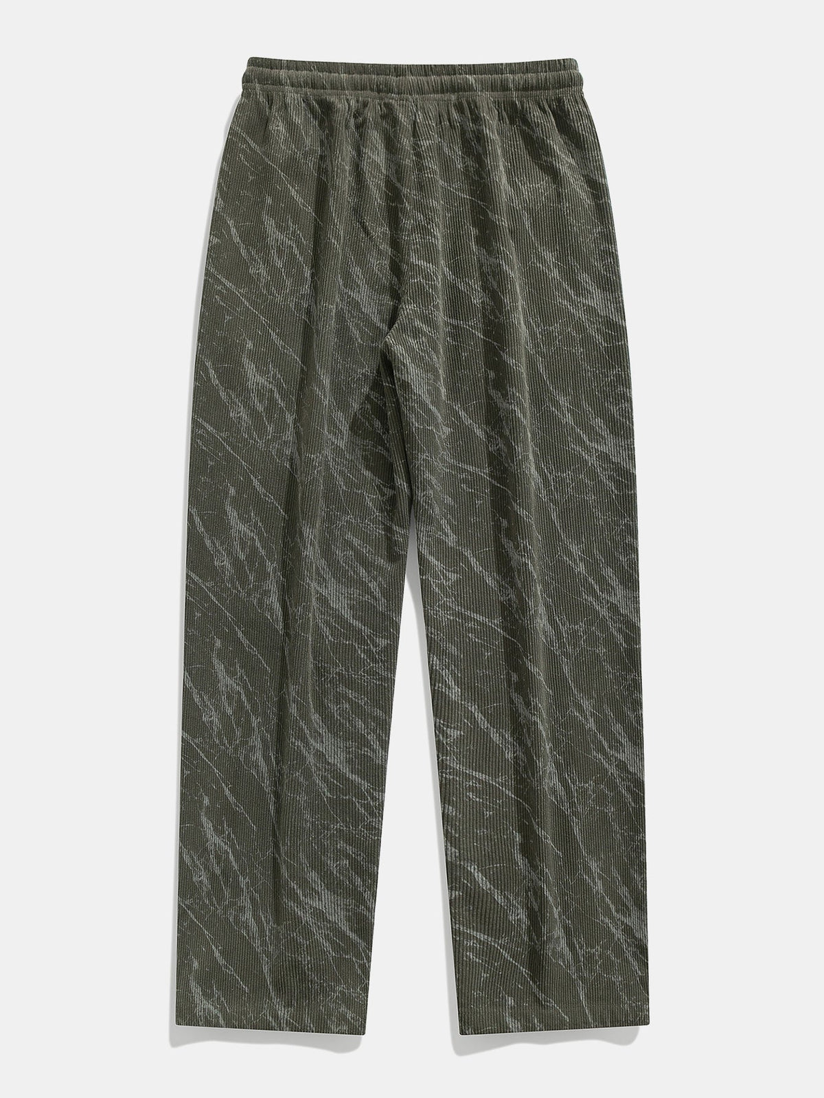 Calça de veludo cotelê com estampa marmorizada e perna reta